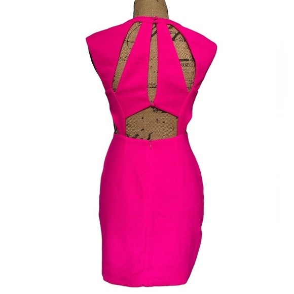 Zio New York Neon Hot Pink Cut Out Bodycon Structured Mini Dress Women’s Small - Picture 2 of 14